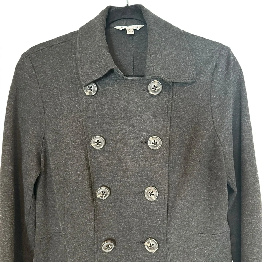 CABI style #648 Casablanca Ponte Double Breasted coat/jacket charcoal gray sz L - Picture 3 of 8